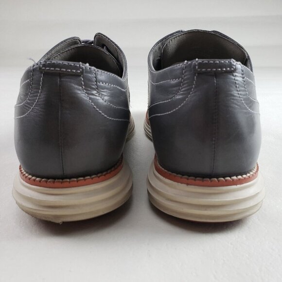 Cole Haan Lunargrand Oxford Mens 11 Gray Leather Wool Wingtip Lace Up Dress Shoe - Picture 8 of 12